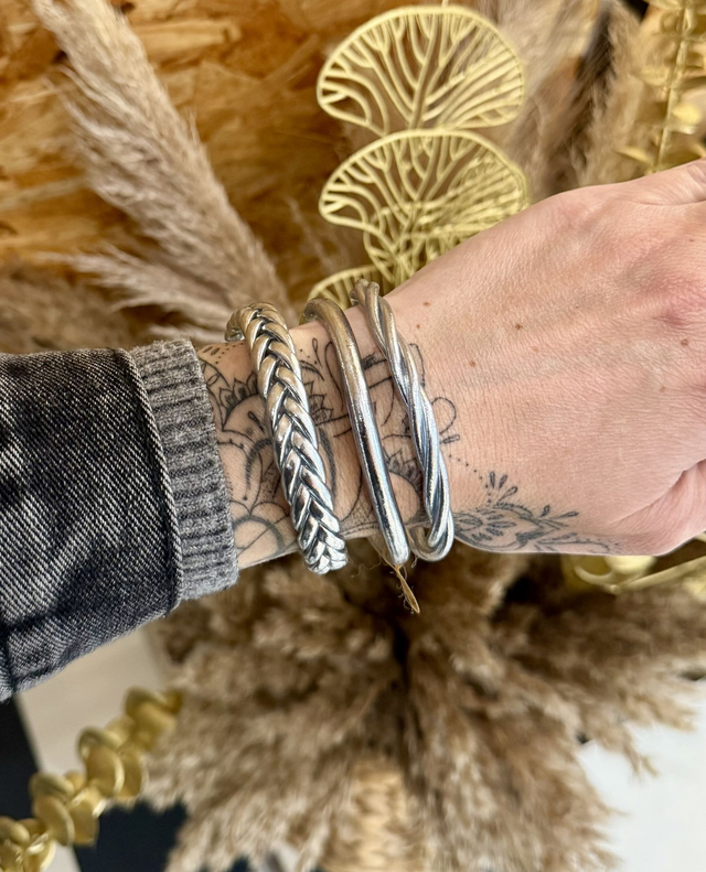 Lot de 3 Joncs tibétains couleur argentée - 3 tailles au choix