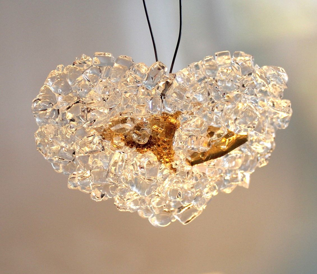 o7 Kristall-Herz Akzent in Gold  4 x 6 cm / 26g