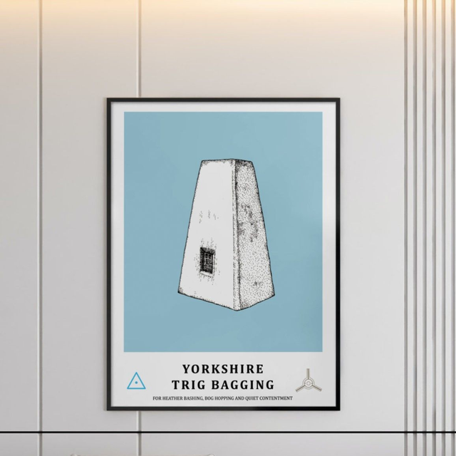 Yorkshire Trig Bagging Art Print | Travel Poster Style