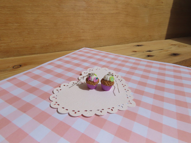🧁Boucles d'oreilles - Cupcakes kiwi framboises