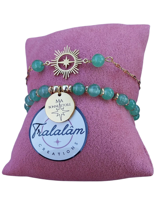 ✨Ensemble bracelets pierres vert jade MA BONNE ETOILE ✨(71BRA)