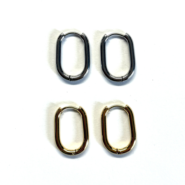 Créoles rectangulaires en métal 