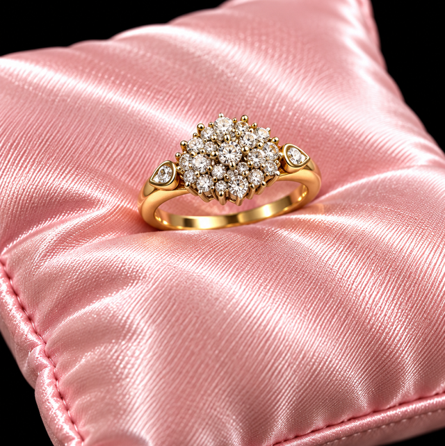 9ct Gold &amp; Diamond Cluster Ring 