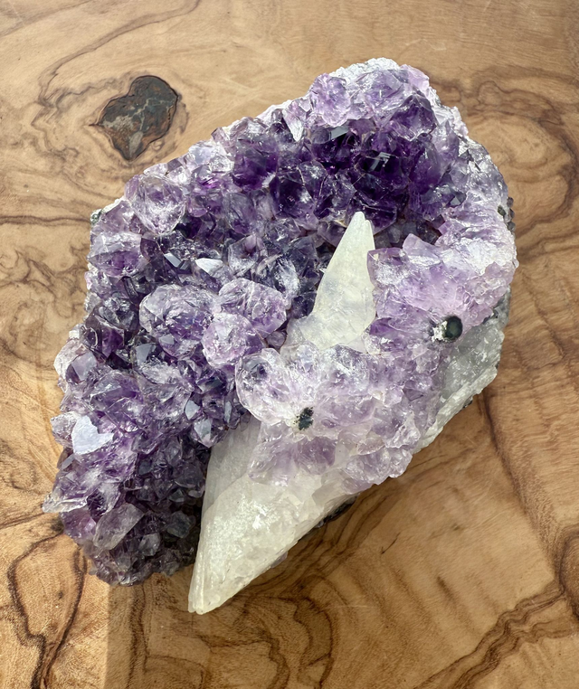 Amethyst Crystal Cluster with Calcite - 298g