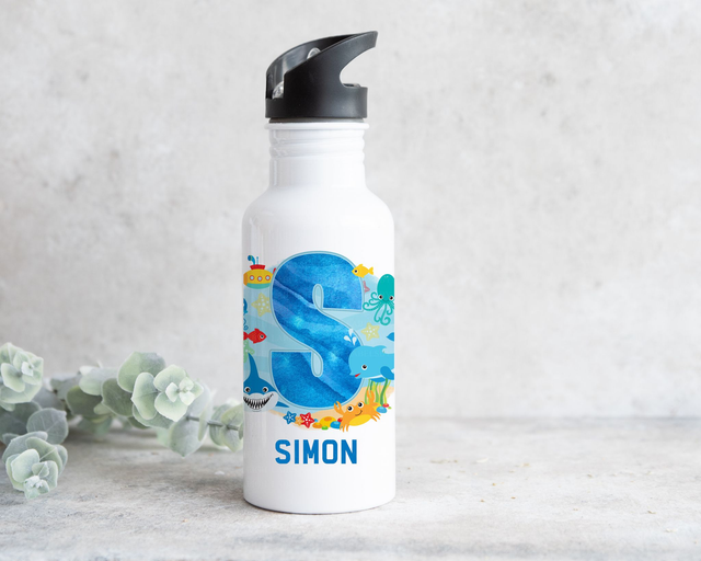 Persoanlised Under The Sea Initial Water Bottle