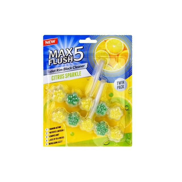 Max Flush 5 Citrus Sparkle Toilet Rim Block Cleaner