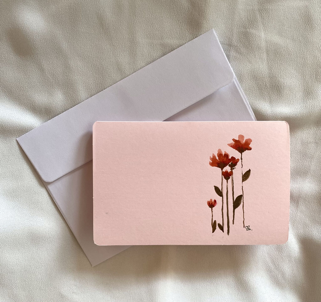 Doppelkarte abgerundet - Zarter Blumengruss