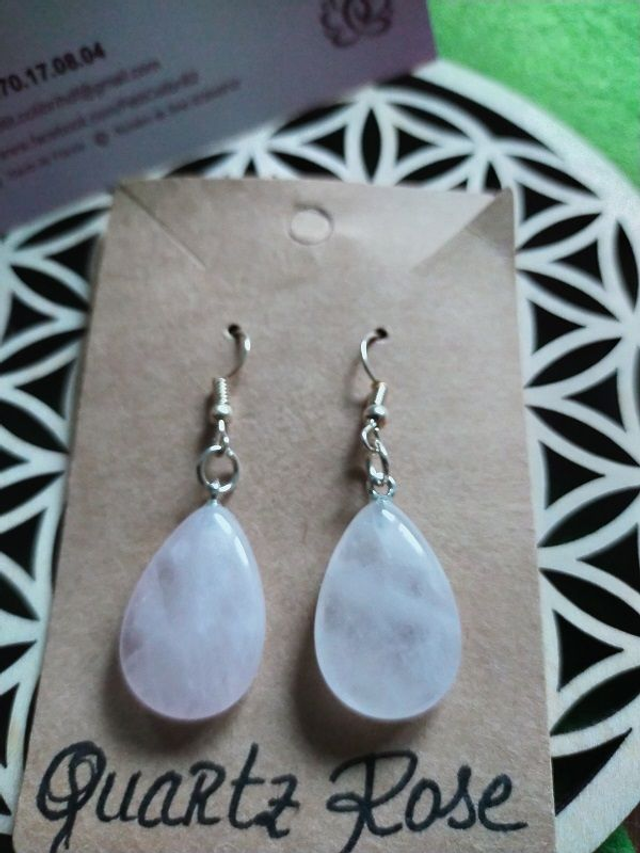 ♡ Boucles Goutte Quartz rose ♡ 