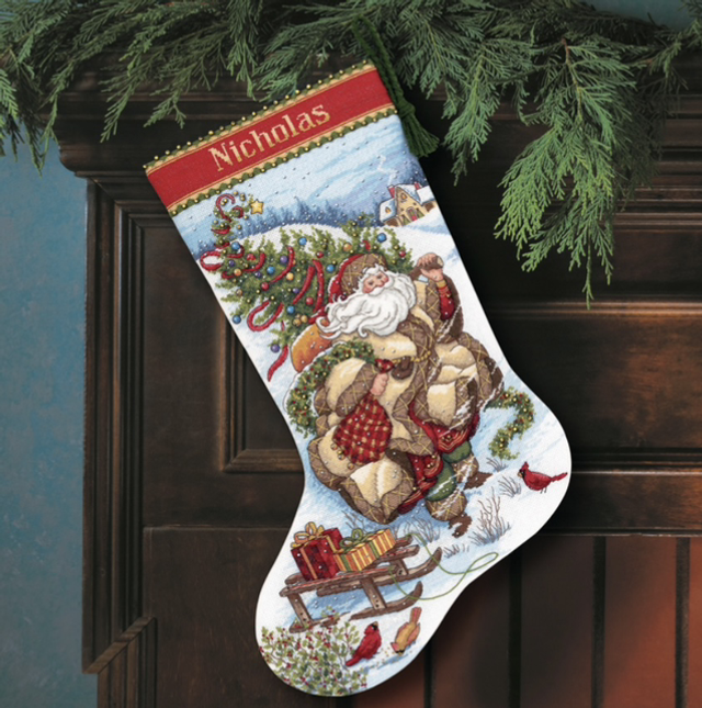 Counted Cross Stitch Kit: Stocking: Santa's Journey