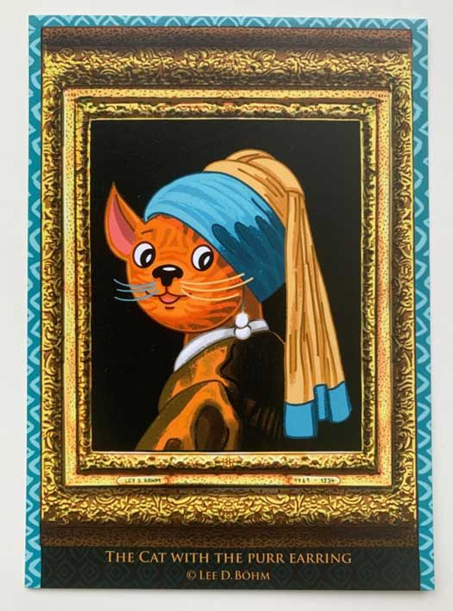 Postkarte "The Cat with the Purr Earring" aus der Serie "Artsy Cats" / Postcard "The Cat with the Purr Earring"