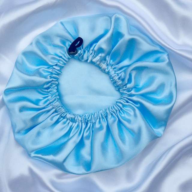 Blue Adjustable Satin Bonnet
