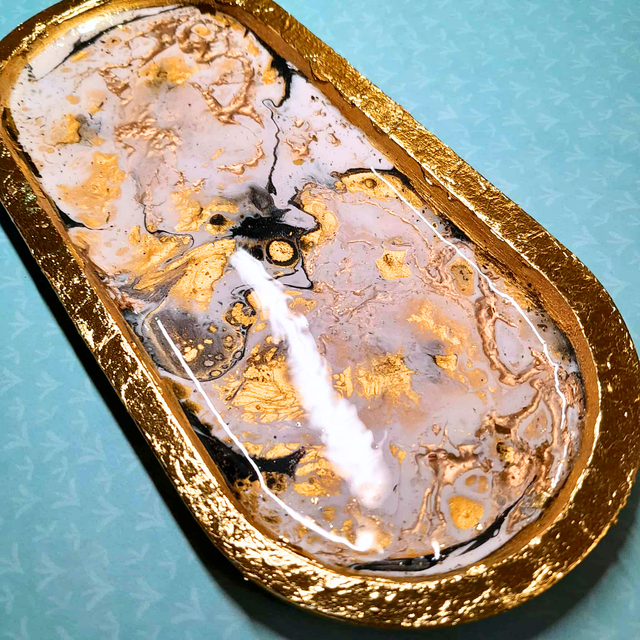 GALAXIE BLANCHE - Vide-poche - Peinture fluide, bois peint