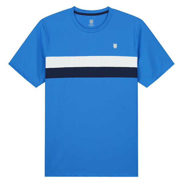 K-Swiss Core Team Stripe Crew Mens Tee (French Blue)