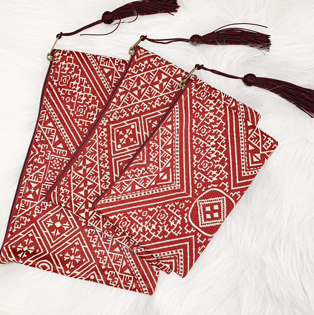 Set de 3 pochettes berbères bordeaux 