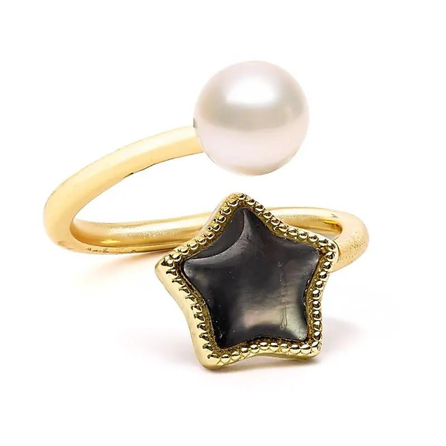 Bague ajustable étoile et perle