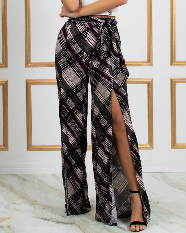 Calça Miss Misses com Zíper e Fenda Cor Roxo