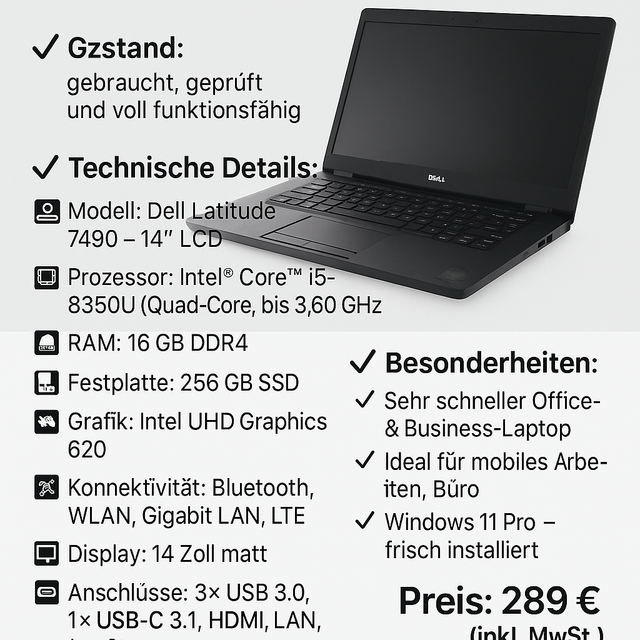 💻 Dell Latitude 7490 – 14" LCD