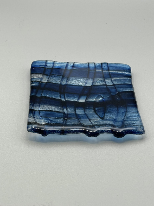 Hand Crafted Irid Streaky Blue Ring Dish