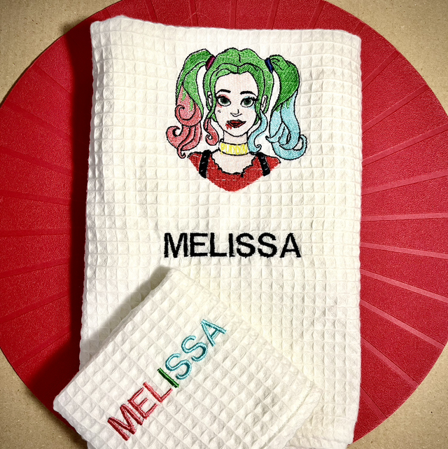 Coppia asciugamani ricamati nido d’ape