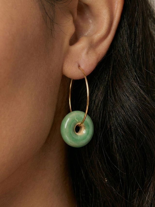 Celadon Loop Ceramic Earrings