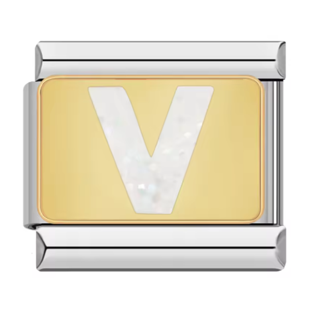 Charm "V" Fondo Dorado