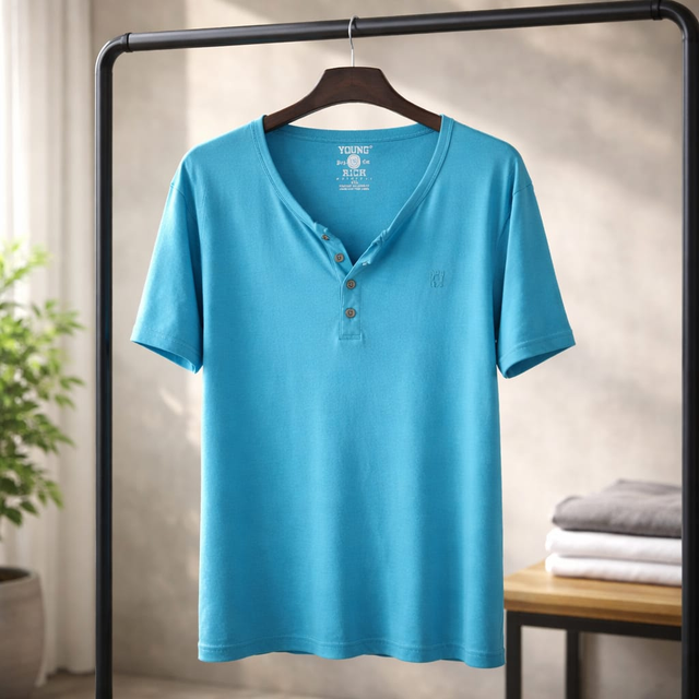 Herren Feinripp T-Shirt mit Big Buttons (2XL)