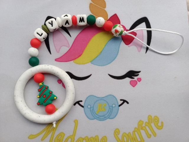 Attache tétine dentition Noël 