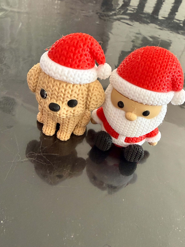 Lot Chien + Père Noël effet tricot