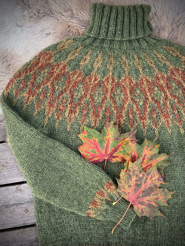 Tusseladd Polar Sweater Kit - Col 13 (Olive Green) - Norwegian Wool &amp; Pattern - Linka Neumann