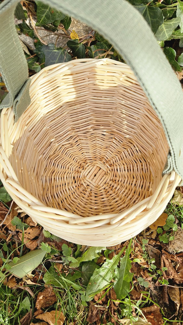 Panier de cueillette en osier blanc