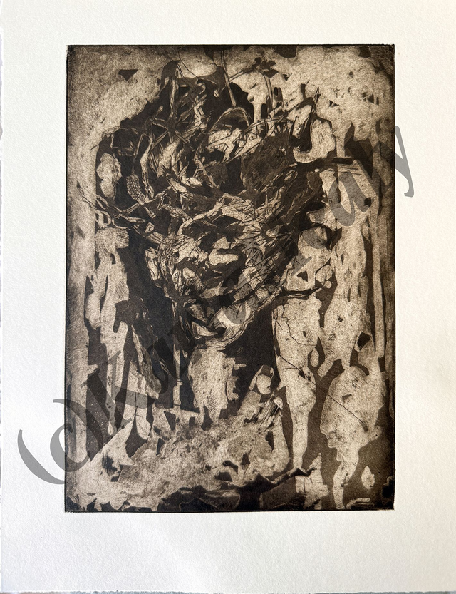 Twighead etching in Raw Umber