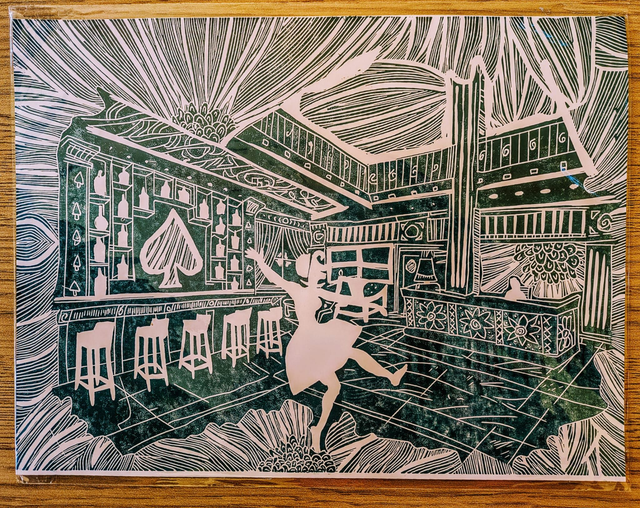 Life of the Party - Lino Print