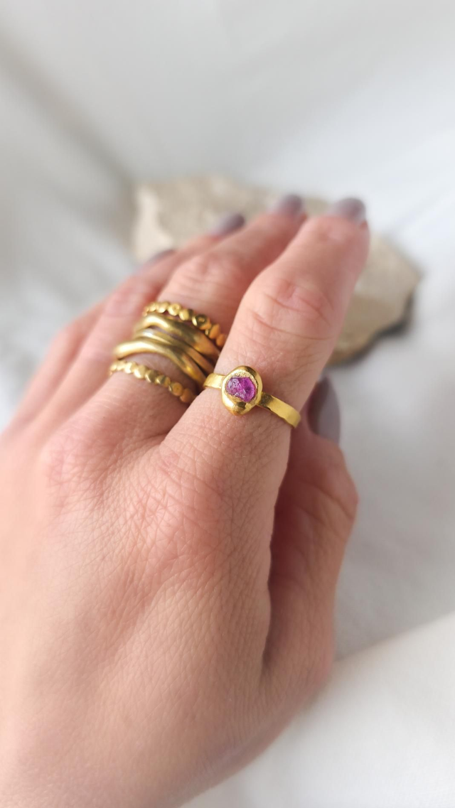 Anel Safira Rosa em Bruto