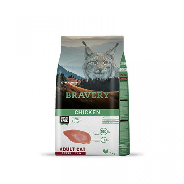 Bravery Pollo Gato Adulto Esterilizado 2kg