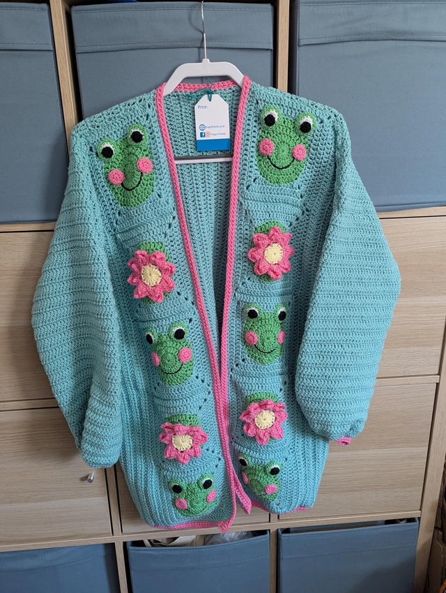 Open fronted frog and flower cardigan 