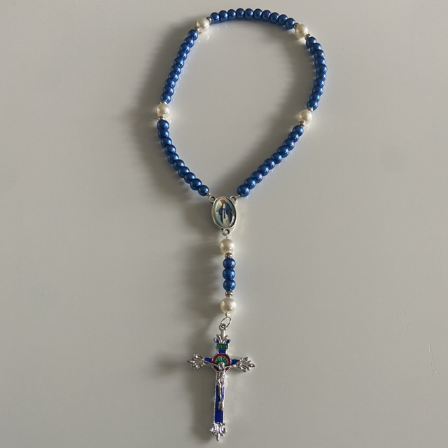 Chapelet chrétien bleu 