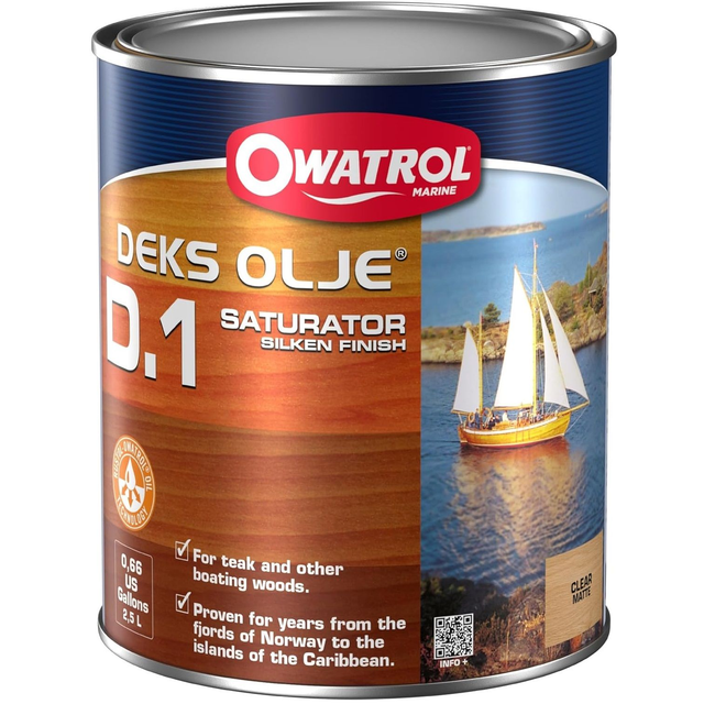 Saturateur D1 Qualité Marine OWATROL - Saturateur Bois Extérieur - Pontons, Terrasses, Bardages - Protège les Bois Denses et Exotiques - 2,5L