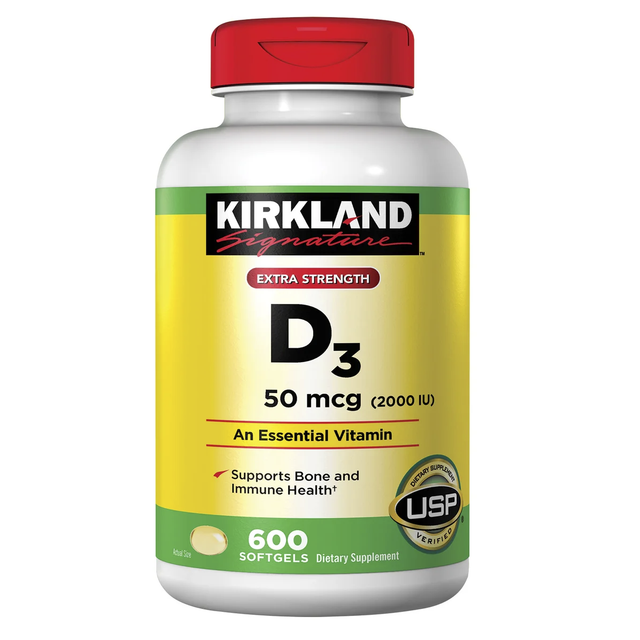 Vitamina D3 2000 Iu, 600 Caps, Kirkland, Producto Americano