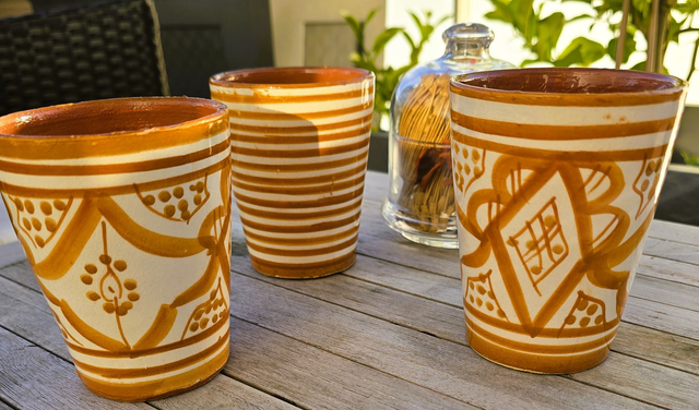 Lot de 3 grands verres  "Zwak beldi" orange 