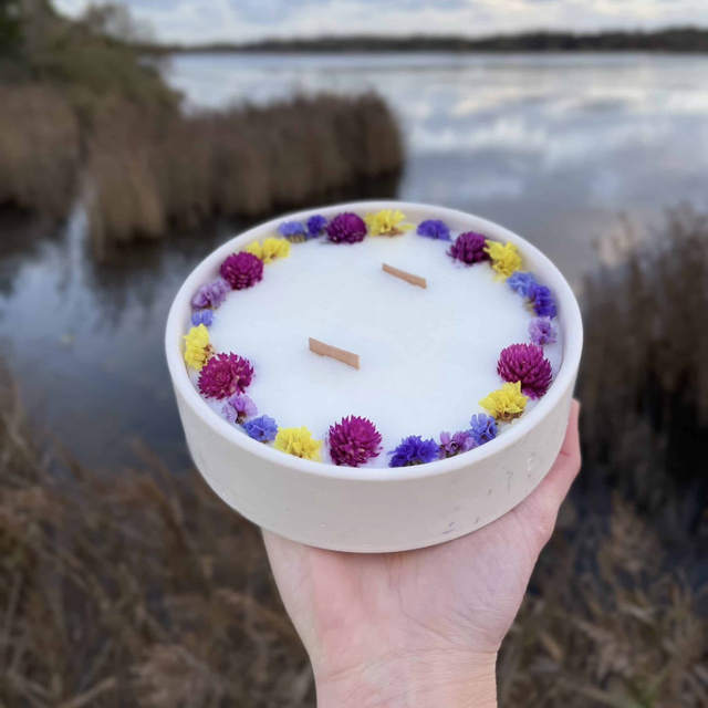Bougie Fleurie - Belle-Île-en-Mer - Pot en Terrazzo - Petits Phares