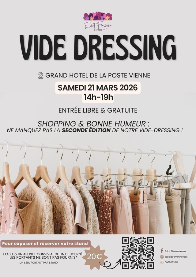 Vide dressing festif,  samedi 21 mars, Grand hôtel de la poste,  Vienne