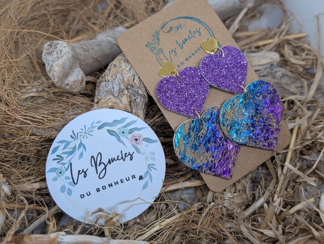 Boucles d&#039;oreilles Marie Laure mml012 violet paillettes 