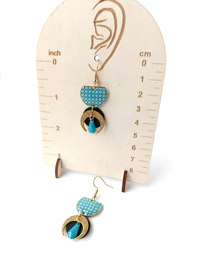 Boucles d'oreilles Upcyclées en Chambre à Air et Papier Recyclés - Lunaires