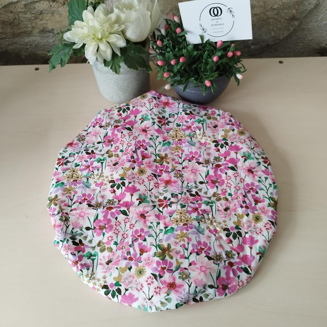 Bonnet de soins capillaires et douche réversible - tissu au choix