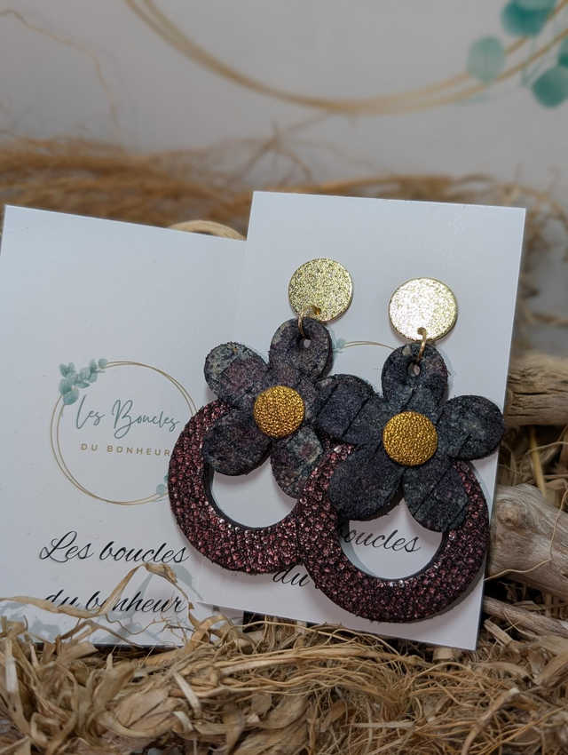 Boucles d'oreilles Baby Marguerite bordeaux mo1501