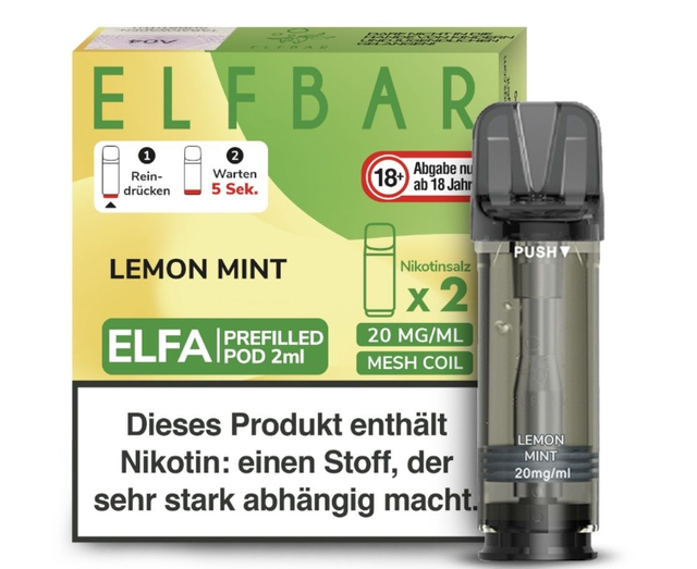 ELFBAR ELFA Prefilled Pods – Lemon Mint | 20 mg