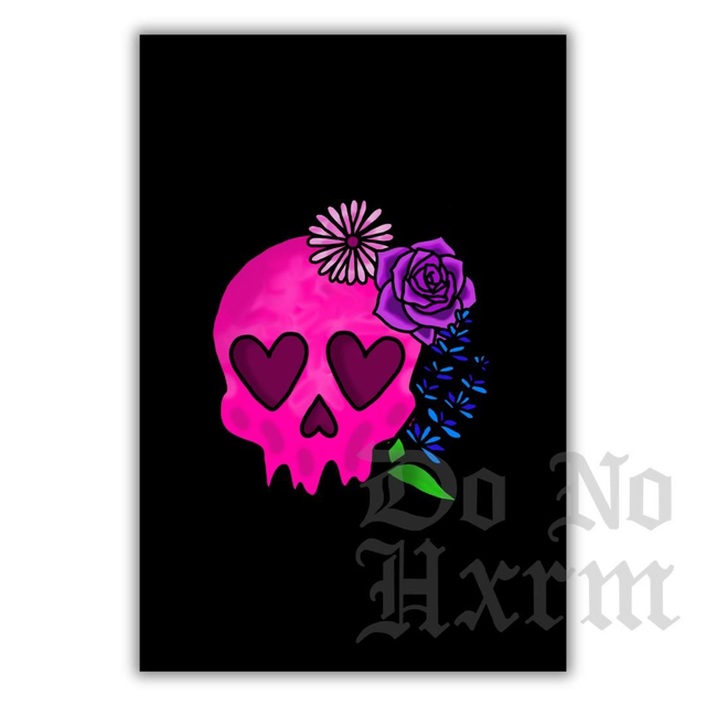 Pink Floral Skull Art Print (6x4)