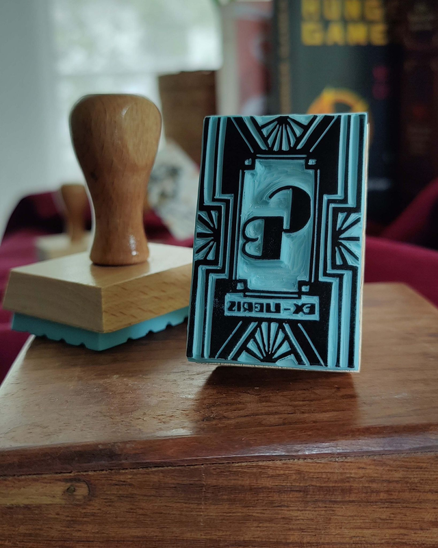 Ex-libris cadre art déco - Tampon personnalisé