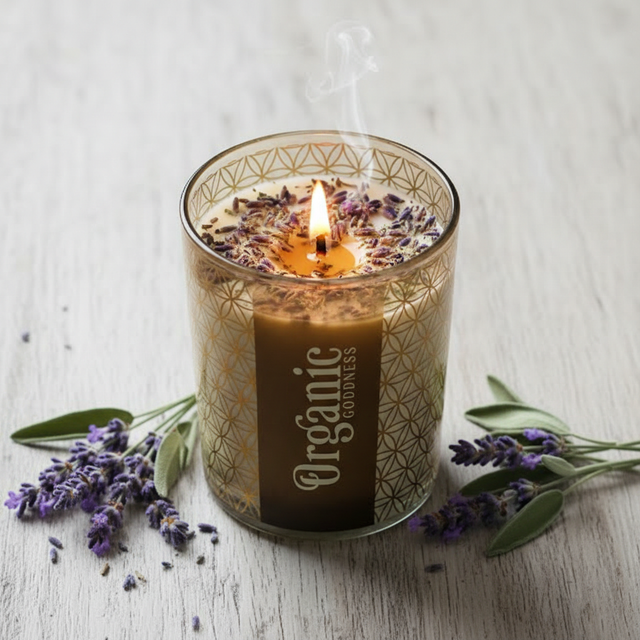 Candela Bio in Cera di Soia Salvia e Lavanda – Fiore della Vita | Yohoessential