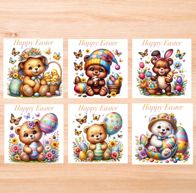 Teddy Bear Easter Cards Pack Of 6 - 5x5